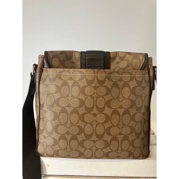 COACH F71102 BUSINESS HERITAGE STRIPE MAP PVC LEATHER BAG (ASIS) - Picture 7 of 16